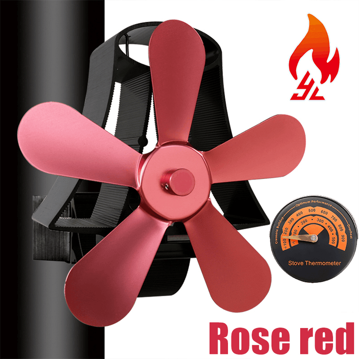 Ipree® 5 Blades Fireplace Fan Thermal Heat Power Stove Fan Wood Burner Fan - MRSLM