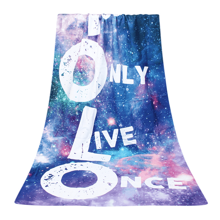 70X140Cm Polyester Fiber Galaxy YOLO Pattern Bath Beach Towel Soft Reactive Print Washcloth - MRSLM