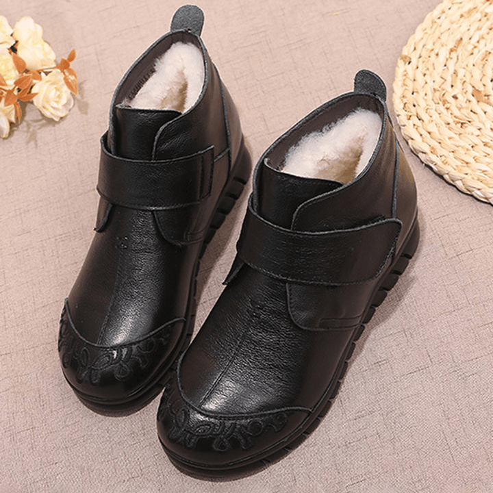 Round Toe Genuine Leather Ankle Boots - MRSLM