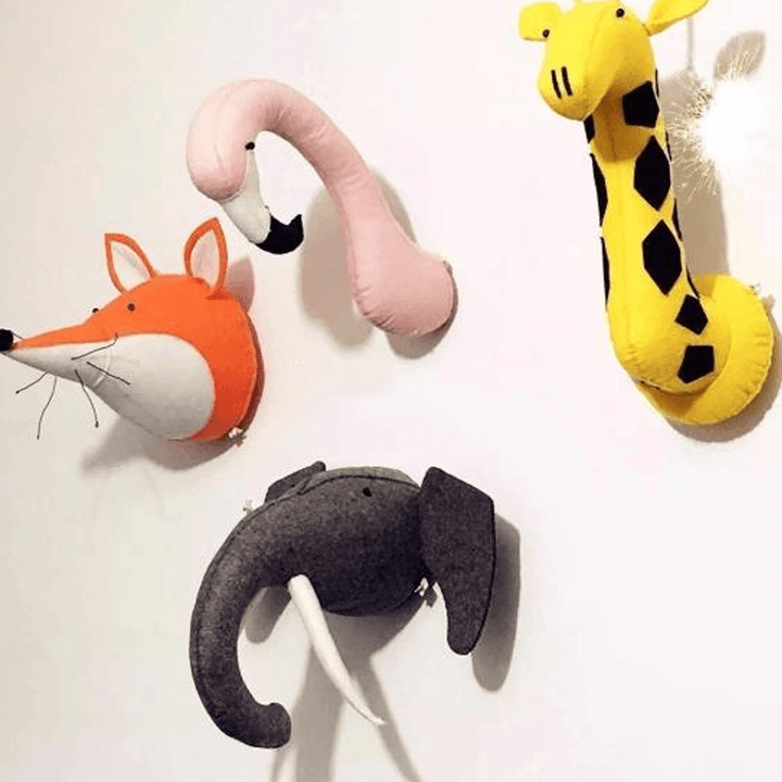 3D Flamingo Animal Head Wall Art Hanging Doll Chrismas Gift Toy Children Kids Room Decorations Birthday Party - MRSLM