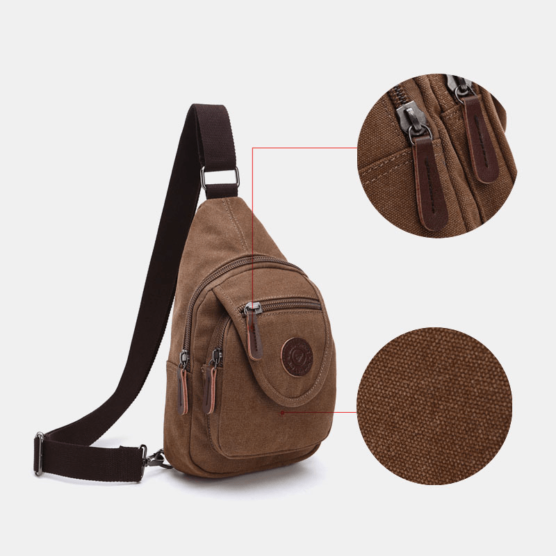 Men Retro Canvas High Capacity Chest Bag Casual Wear Resisting Waterproof Crossbody Bag Shoulder Bag - MRSLM