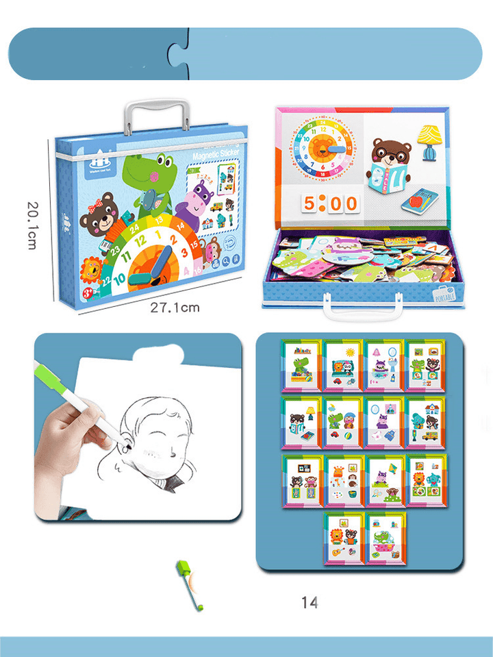 Magnetic Puzzle Children''S Educational Toys Magnetic Stickers 2-3 Years Old 6-Year-Old Girls Boys Kindergarten Early Education Wooden Board - MRSLM