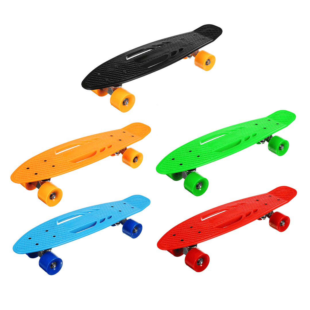 22Inch Unisex Children Adults Skateboards Hollow Design Skate Board Deck Strong Pulley Wheel High Elastic Shock Absorption PU Longboard - MRSLM