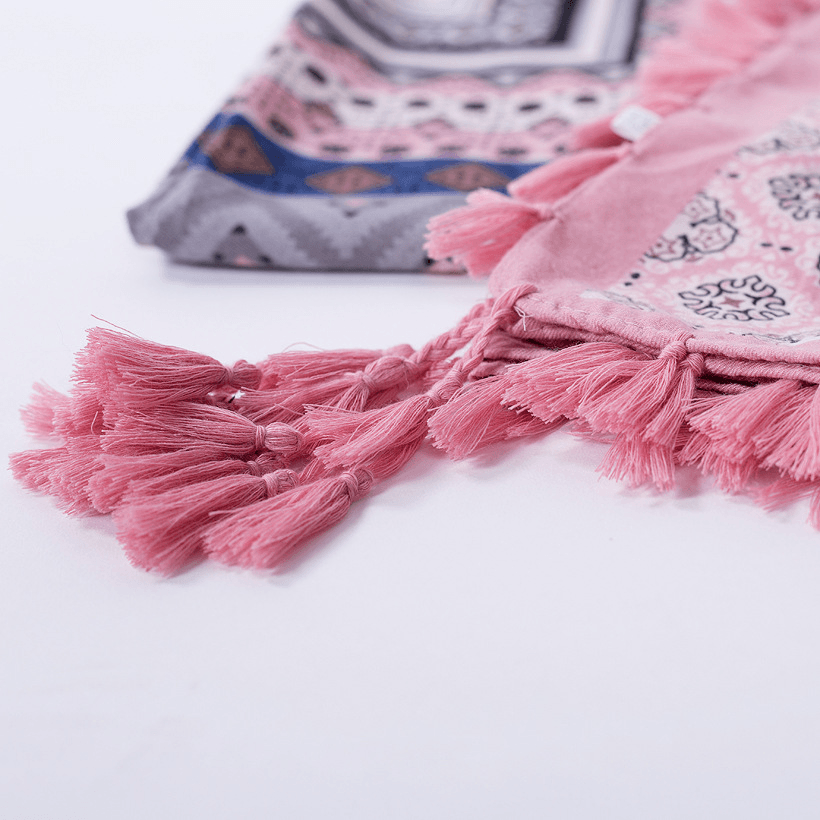 Ethnic Style Fringed Scarf Jacquard Square Scarf - MRSLM