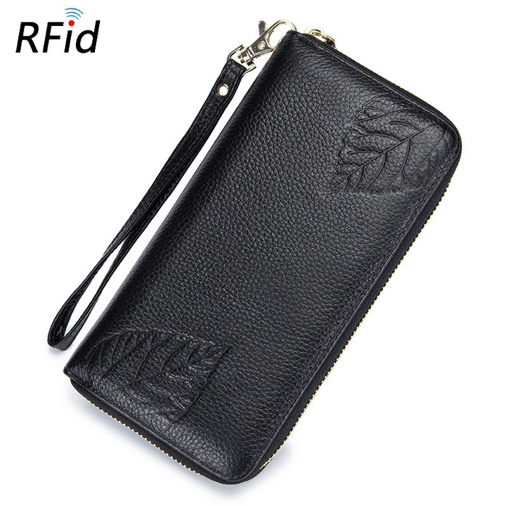 RFID Genuine Leather 6Inch Phone Bag Long Wallet - MRSLM