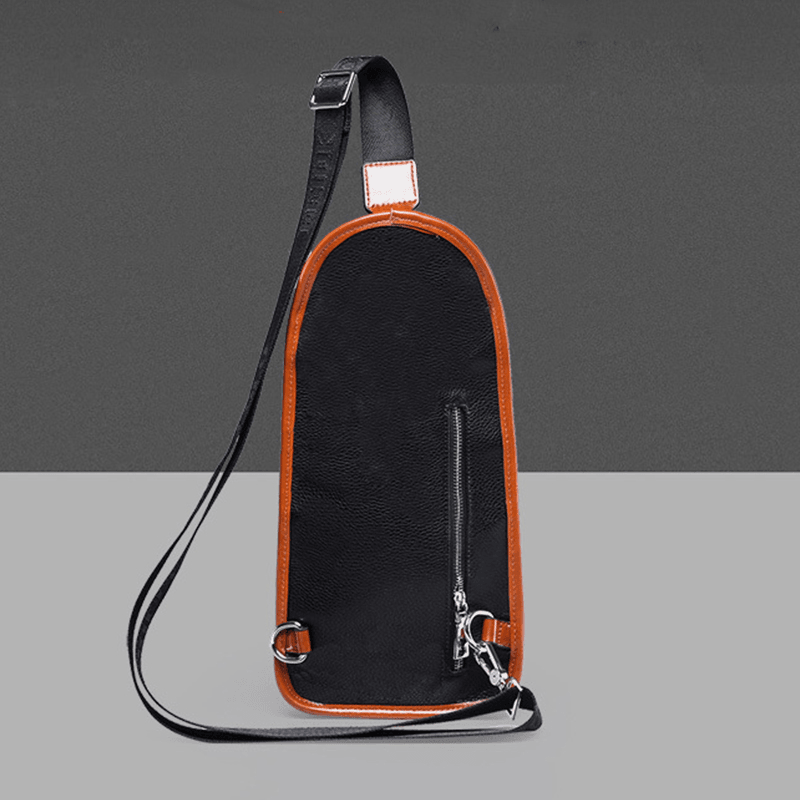 Men Leather Patchwork Casual Large Capacity Anti-Theft Chest Bag Crossbody Bag Shoulder - MRSLM