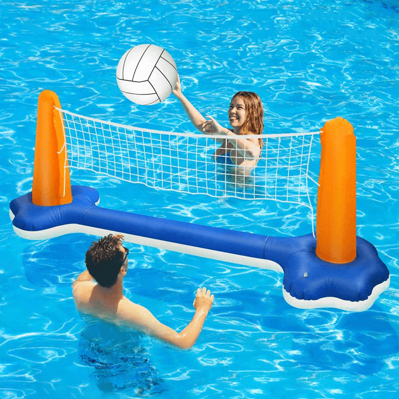 Inflatable Water Volleyball Net Basketball Hoop Basketball Volleyball Floating Toys Swimming Pool Toy Set - MRSLM