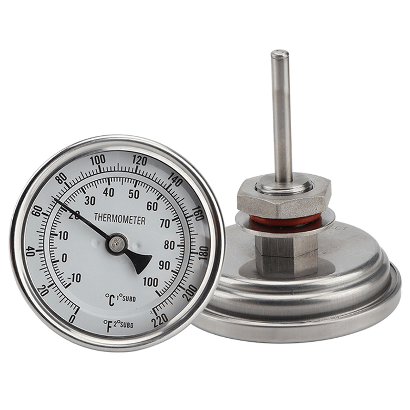 Homebrewing Beer Brewing Wine Thermometer Weldless Bi-Metal Thermometer Kit 3"Face & 2"Probe 1/2"MNPT 0~220F Degree Homebrew Kettle - MRSLM