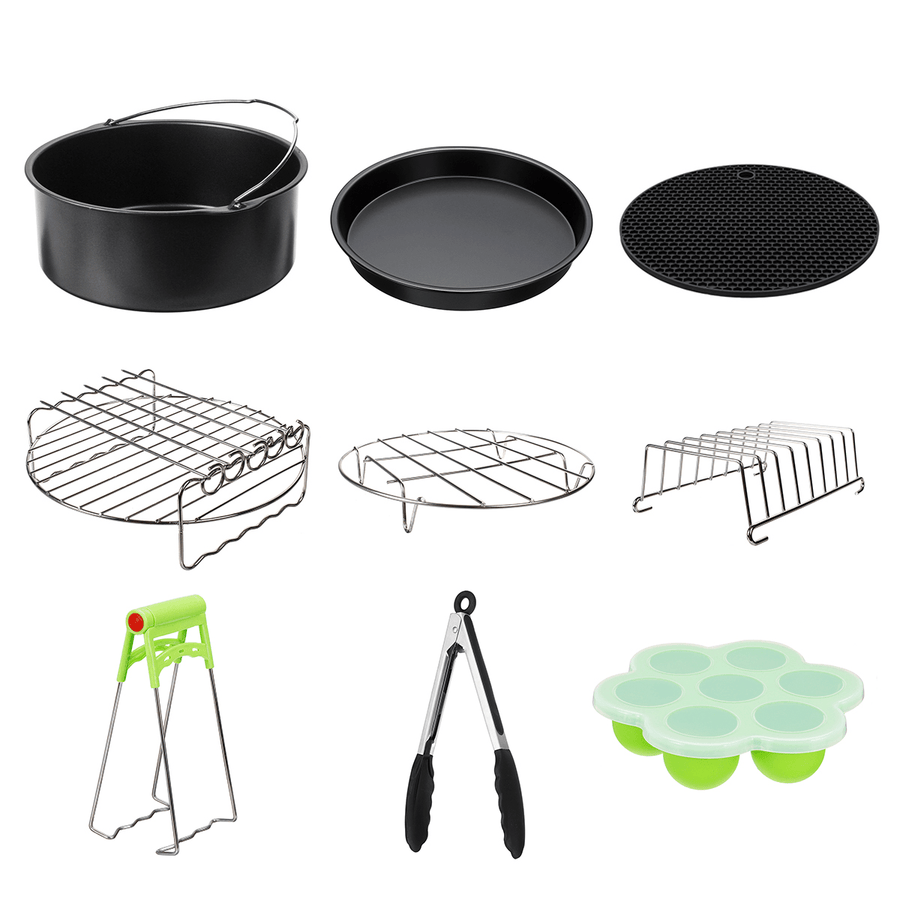 Fits for 5.3-6.8QT 9Pcs 9'' Non-Stick Air Fryer Accessories Baking Cooking Pan - MRSLM