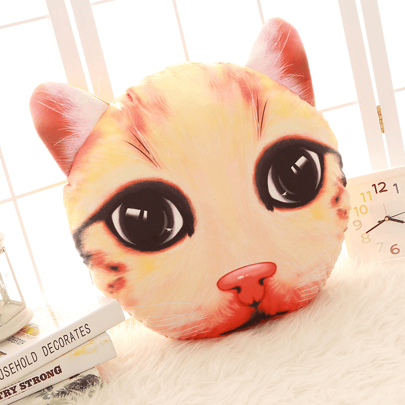 Creative Funny 3D Dog Cat Head Pillow PP Cotton Simulation Animal Cushion Birthay Gift Trick Toys - MRSLM