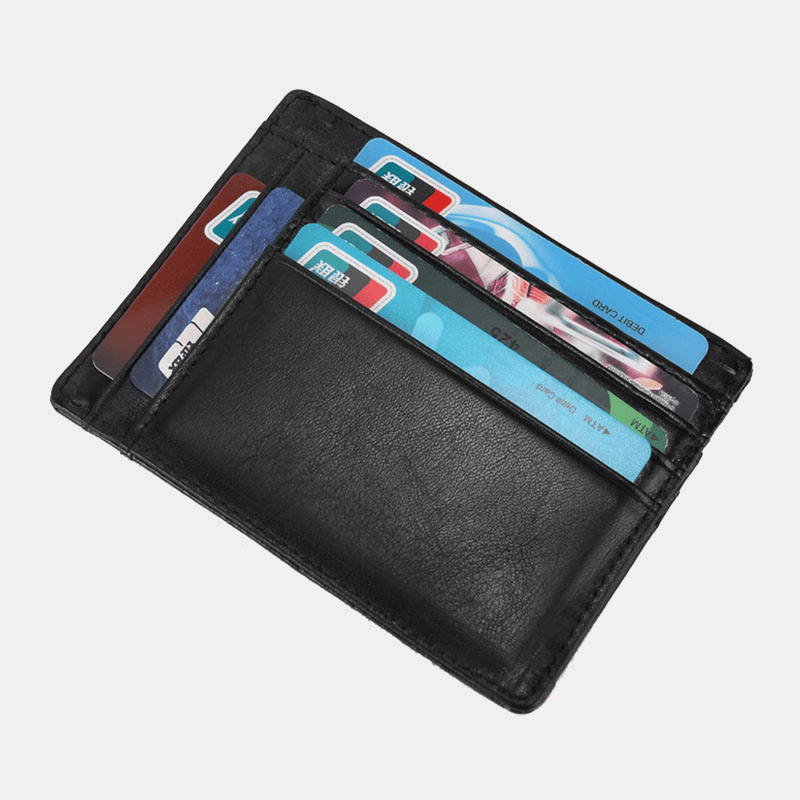 Men Genuine Leather Cowhide RFID Anti-Theft Multi-Slot Card Holder Wallet - MRSLM