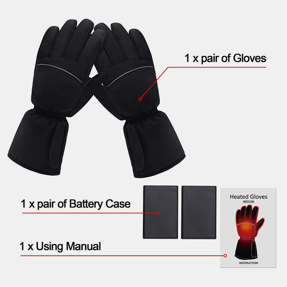 Unisex Touchscreen Battery Heated Windproof Warm Full-Finger Heating Gloves - MRSLM