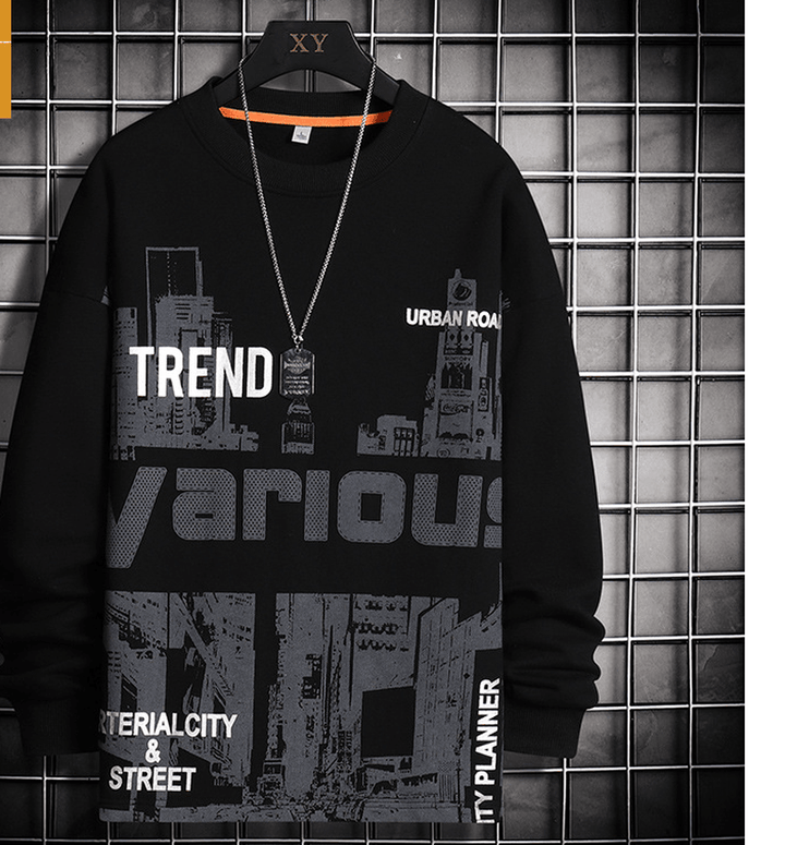 New Long Sleeve Hoodie Men City Print Leisure - MRSLM