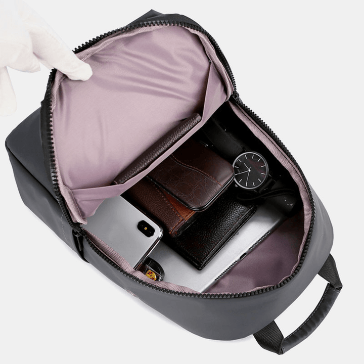 Waterproof Business Casual Solid with Earphone Hole Backpack Crossbody Bag Chest Bag for Male - MRSLM