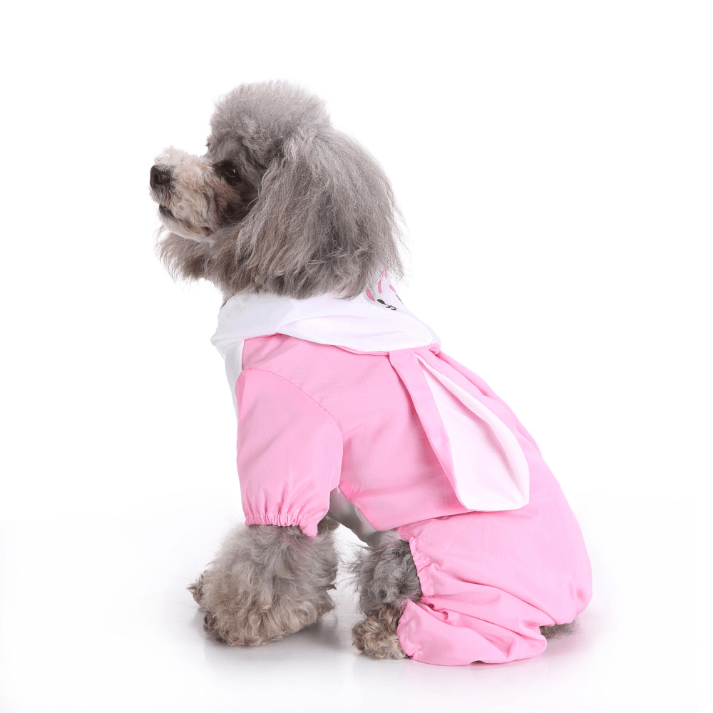 Waterproof Dog Raincoat Cute Rabbit Cartoon Pattern Outdoor Hooded Rain Coat - MRSLM