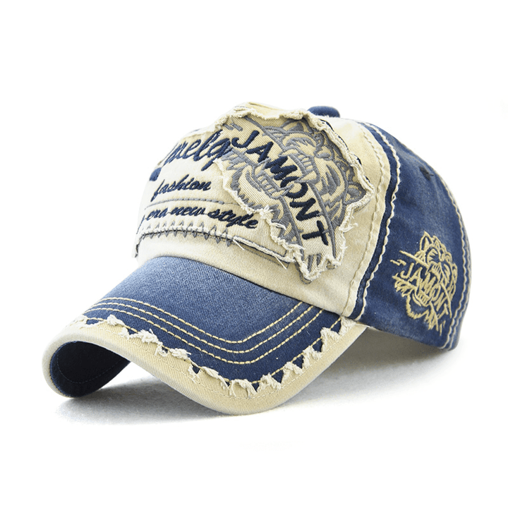 Men Women Canvas Letter Printted Patchwork Peaked Cap - MRSLM