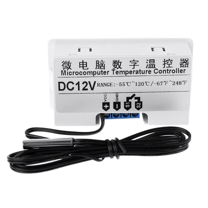 AC110V-220V DC12V Thermostat Heating Cooling Temperature Controller with Buzzer LED Digital Display - MRSLM