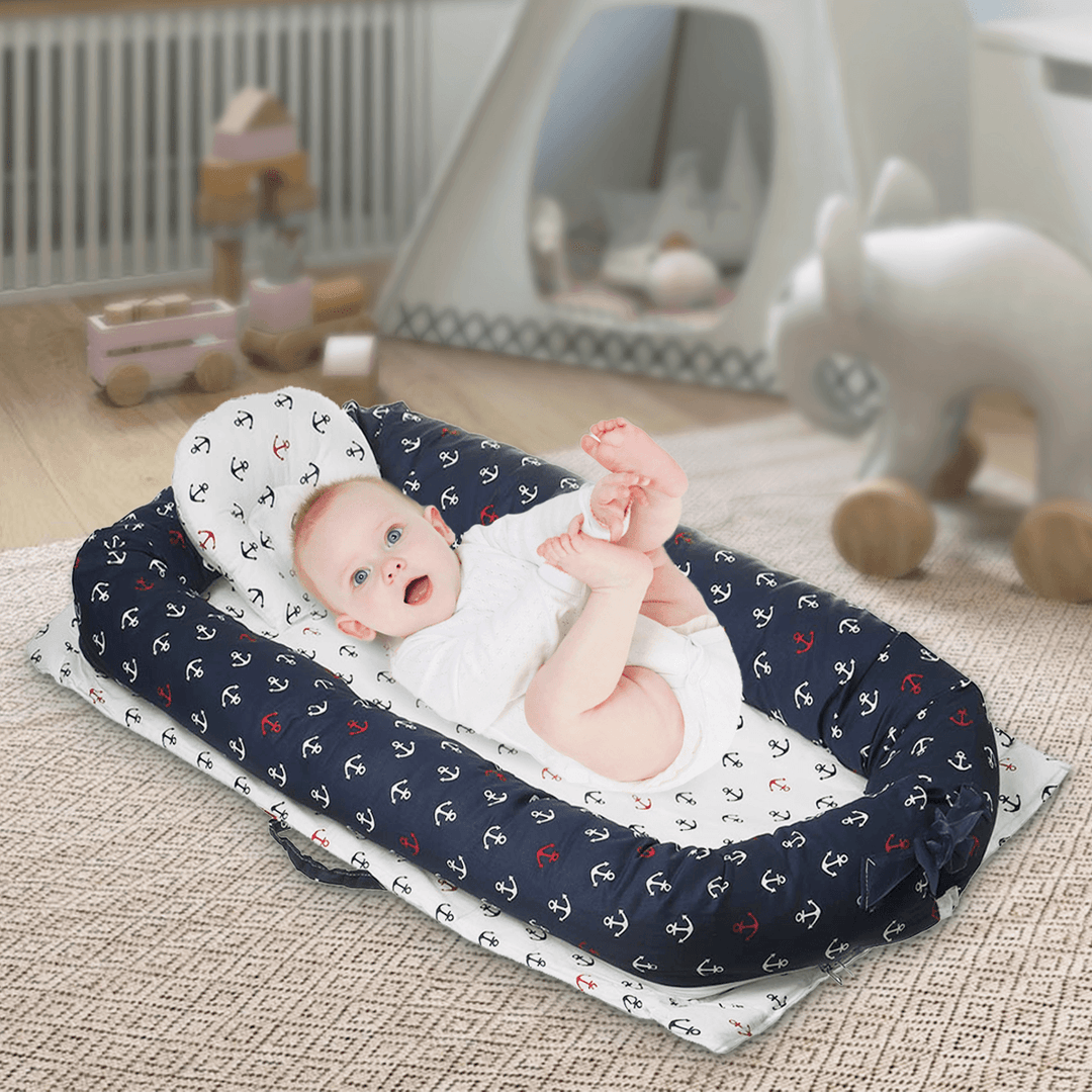 Folding Baby Bed Portable Kids Sleeping Basket Portable Infant Sleeper with Bumper Travel - MRSLM