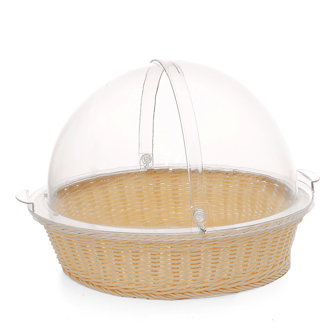 Round Home Kitchen Storage Basket Bread Fruit Cookie Display Container Holder Dome Lid for Food Storage - MRSLM