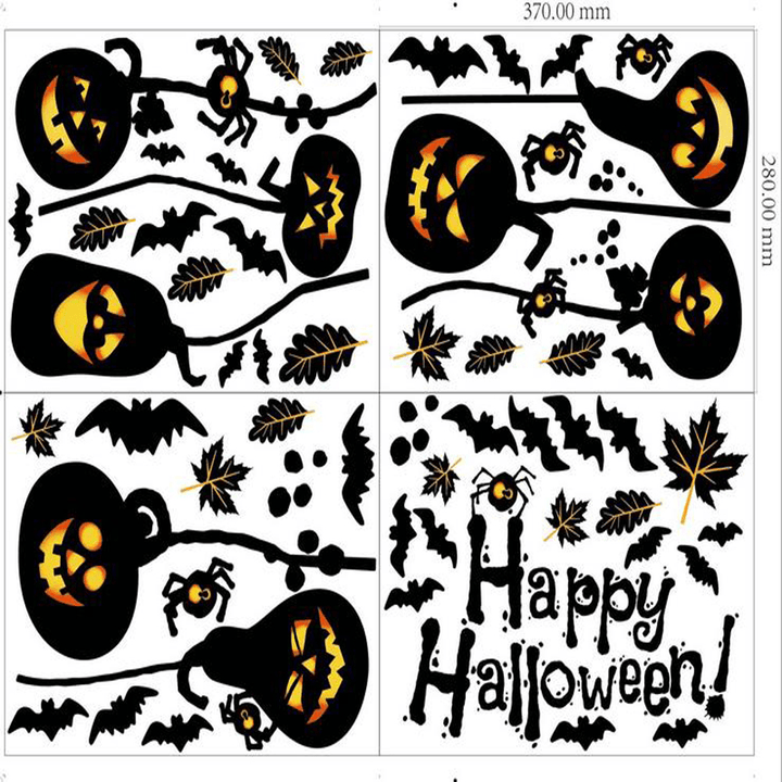 Halloween Waterproof PVC Wall Stickers Gothic Pumpkin Lantern Witch Pattern DIY Home Nursery Kid Room Decoration - MRSLM