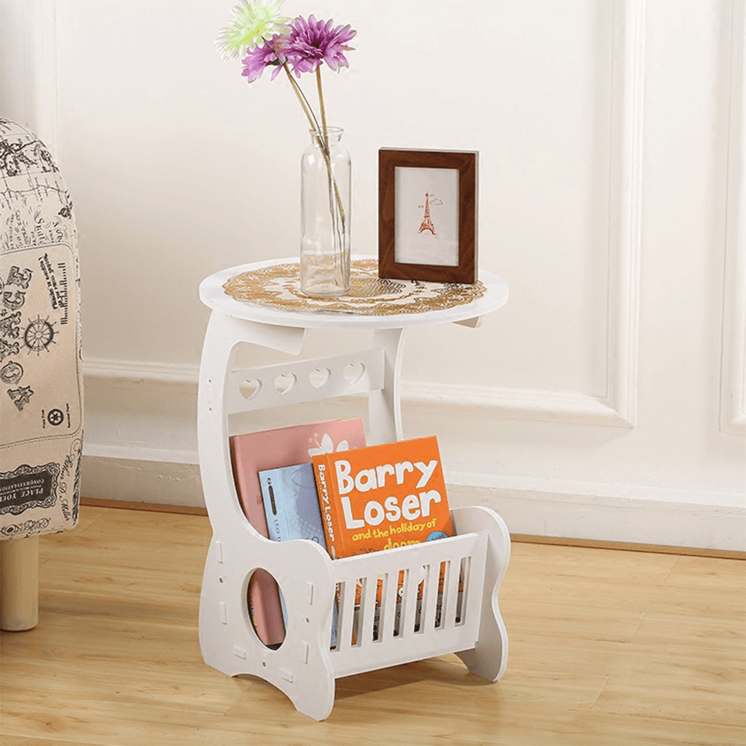 Modern Coffee Table European Creative Mini Magazine Books Storage Shelf Bracket Bookshelf round Tea Table - MRSLM