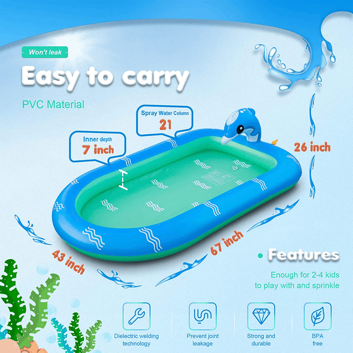 Dolphin Inflatable Water Jet Game Pool Lawn Game Pool - MRSLM