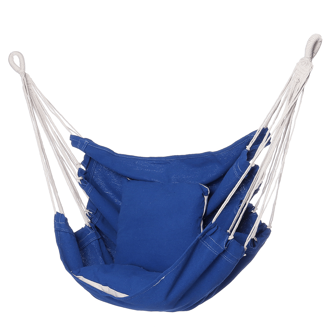 Camping Hammock Chair Swing Seat Indoor Outdoor Folding Hanging Chair with Ropes Pillow - MRSLM