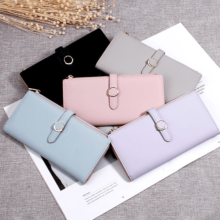 Women Faux Leather Double Fold Fashion Purse Card Holder - MRSLM