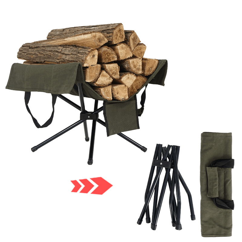 Ipree® Outdoor Campfire Firewood Rack Collection Bag Aluminum Alloy Lightweight Camping Portable Firewood Storage Bag - MRSLM