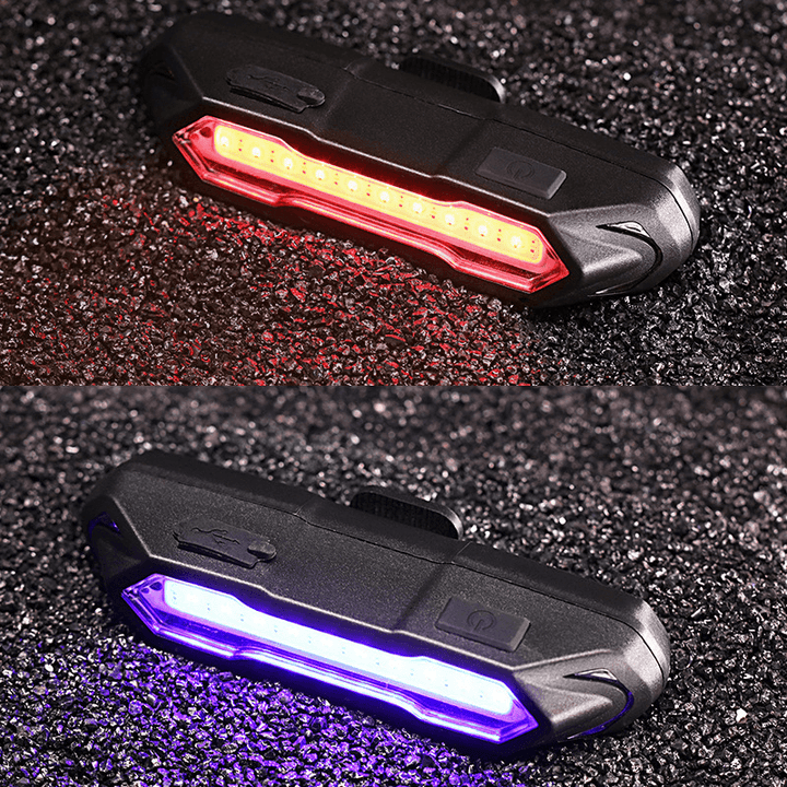 BIKIGHT 3+1.5LM Blue&Red Bike LED Taillight 5 Modes Portable USB Rechargeable Bicycle Warning Safety Rear Bike Light Bicycle Accessories - MRSLM