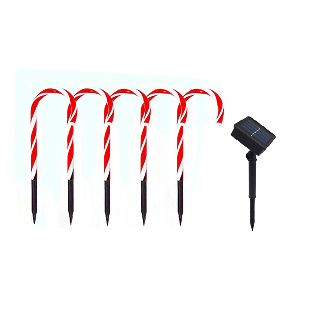 2020 Christmas Candy Cane Crutch String Lights Solar Powered LED Garland Path Landscape Light Lawn for Outdoor Wedding Decoration - MRSLM