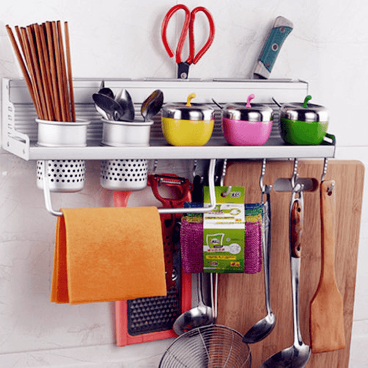 Multifunction Kitchen Pan Storage Rack Organizer Holder Hooks Spice Shelf - MRSLM