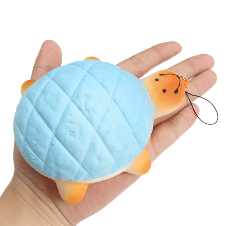 13Cm Soft Kawaii Cute Little Turtle Phone Bread Bun Squishy Charms with Rope Random Color - MRSLM