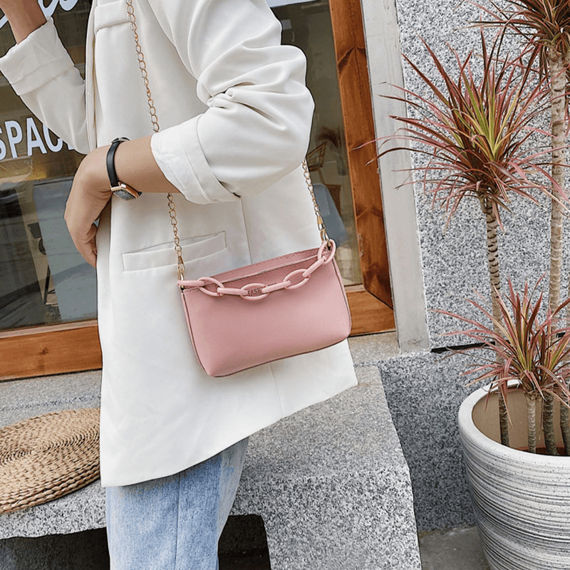 Women Thick Chain Bow PU Shoulder Bag Satchel Bag Handbag - MRSLM