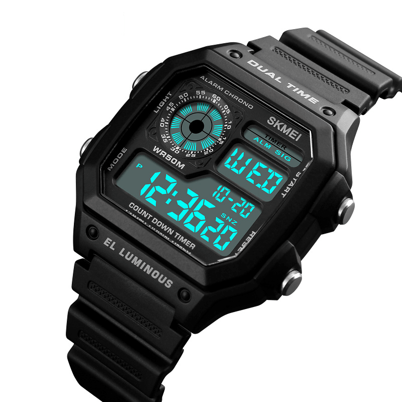 SKMEI 1299 Countdown Alarm Stainless Steel Waterproof Digital Watch - MRSLM