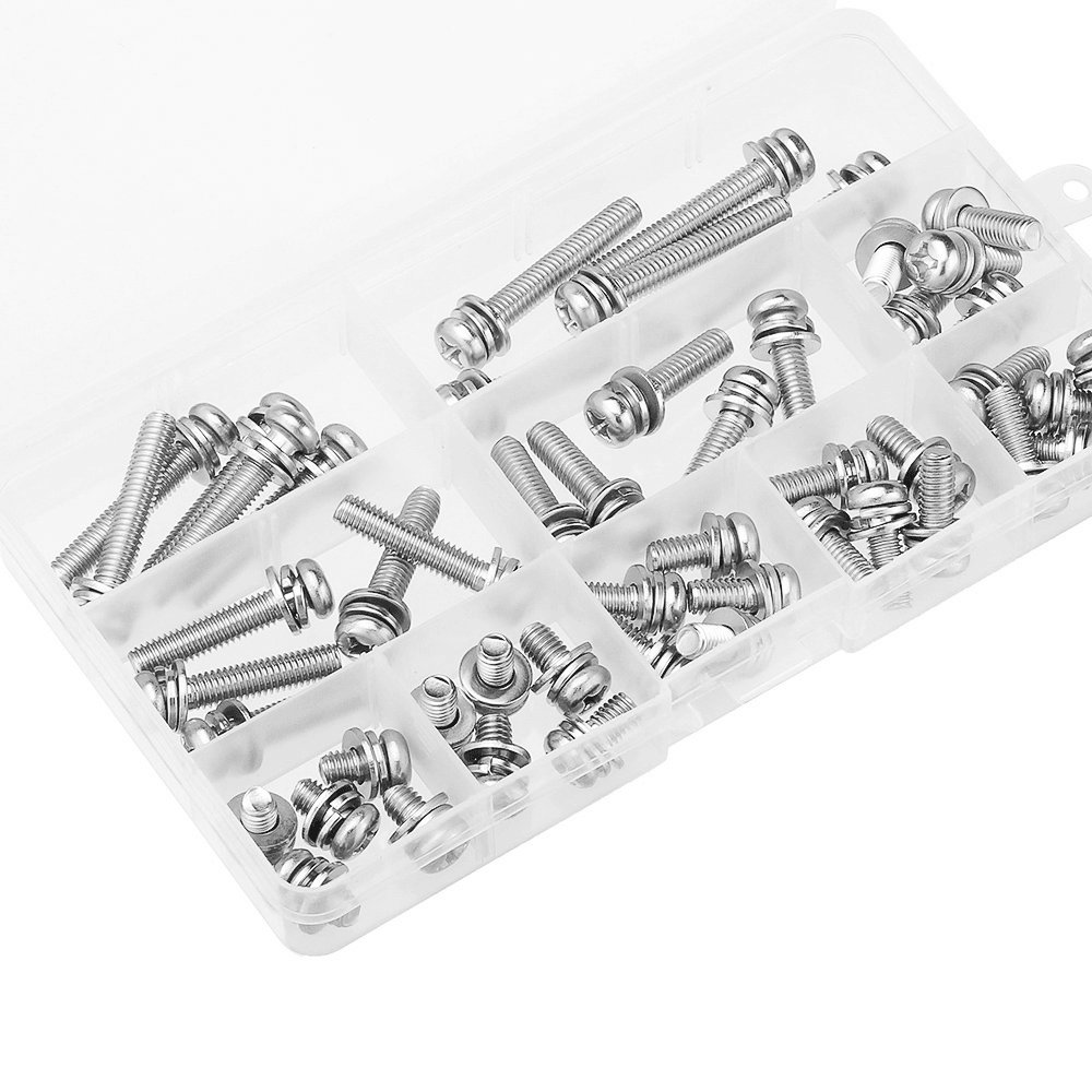 Suleve™ M6SP1 50Pcs M6 Stainless Steel 10-40Mm Phillips Pan Head Machine Screw Washer Bolt Asortment - MRSLM