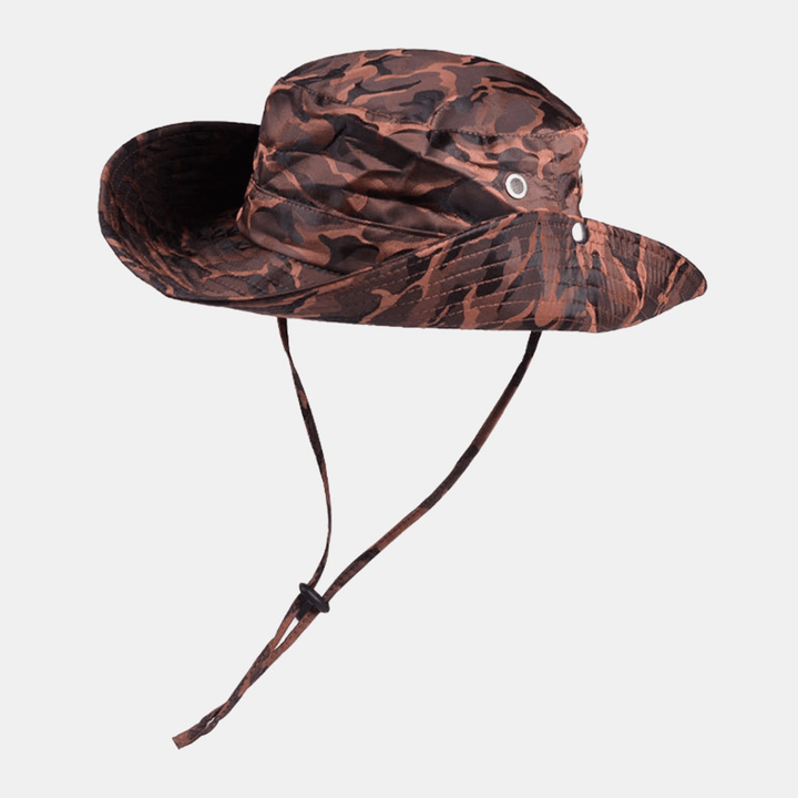 Men Camouflage 360 Degree Protection Wide Brim Outdoor Fishing Climbing UV Protection Waterproof Breathable Bucket Hat - MRSLM