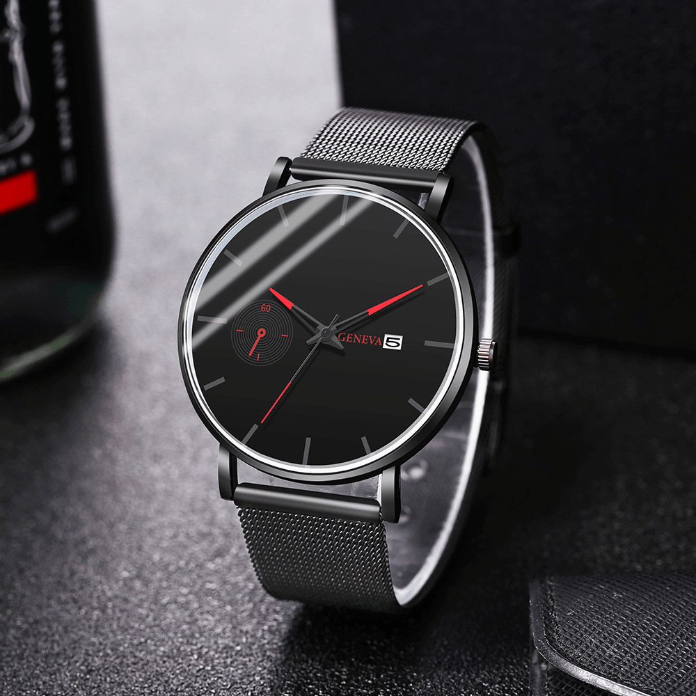 GENEVA Men Decorative Small Dial Date Display Fashion Men Quartz Watch - MRSLM