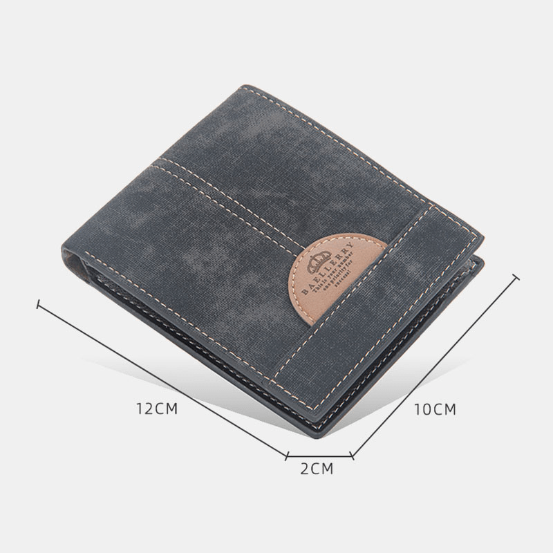 Men Thin Bifold Denim Pattern PU Leather Wallet Multi-Card Slot Card Holder Large Capacity Coin Purse - MRSLM