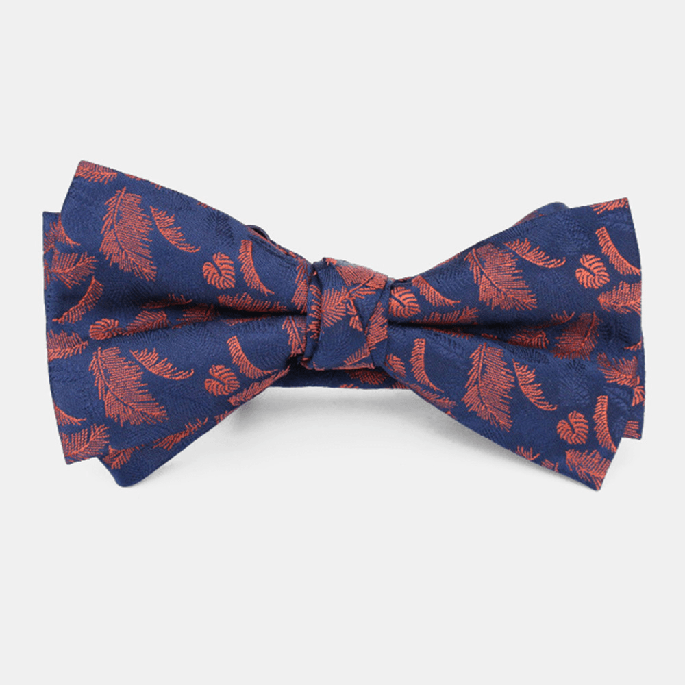 Men Dacron Cartoon Geometric Pattern Jacquard Double Layer Bowknot Formal Suit Bow Tie - MRSLM