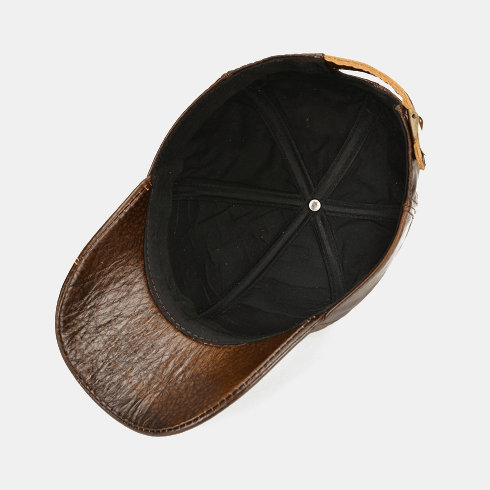 New Hand-Carved Knife Head Layer Leather Hat Spring and Autumn Thin Section Single Leather Baseball Cap - MRSLM