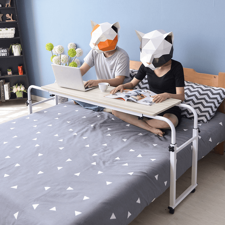 Adjustable Rolling Laptop Computer Desk Bed Desk over Bed Lap Desk Table Foldable Breakfast Serving Bed Tray with Wheels - MRSLM