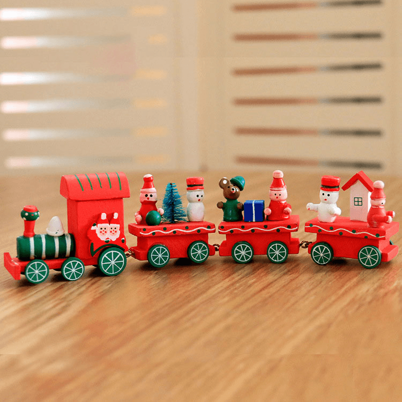 Christmas Wood Train Christmas Decorations Decor Innovative Gift for Children Diecasts Toy Vehic - MRSLM