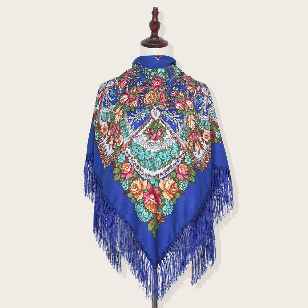 Shade and Sunscreen Printed Fringed Shawl - MRSLM