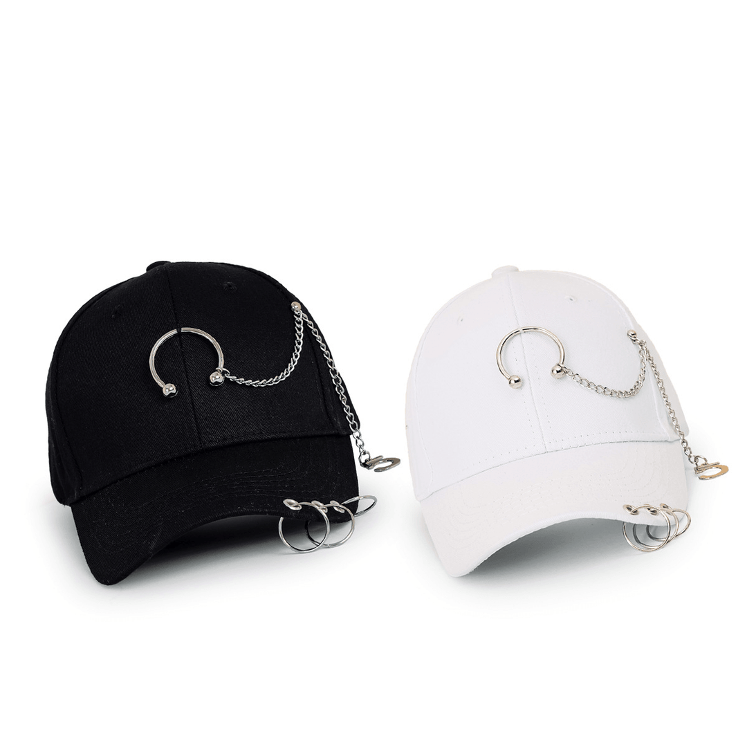 Wide-Brimmed Baseball Hat with Chain Hoop - MRSLM