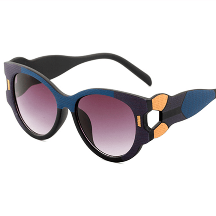 Women'S Large Frame Multicolor Stitching Sunglasses - MRSLM