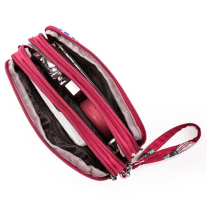 Women Nylon Colorful Multi-Level Casual Wallet Shoulder Bag - MRSLM