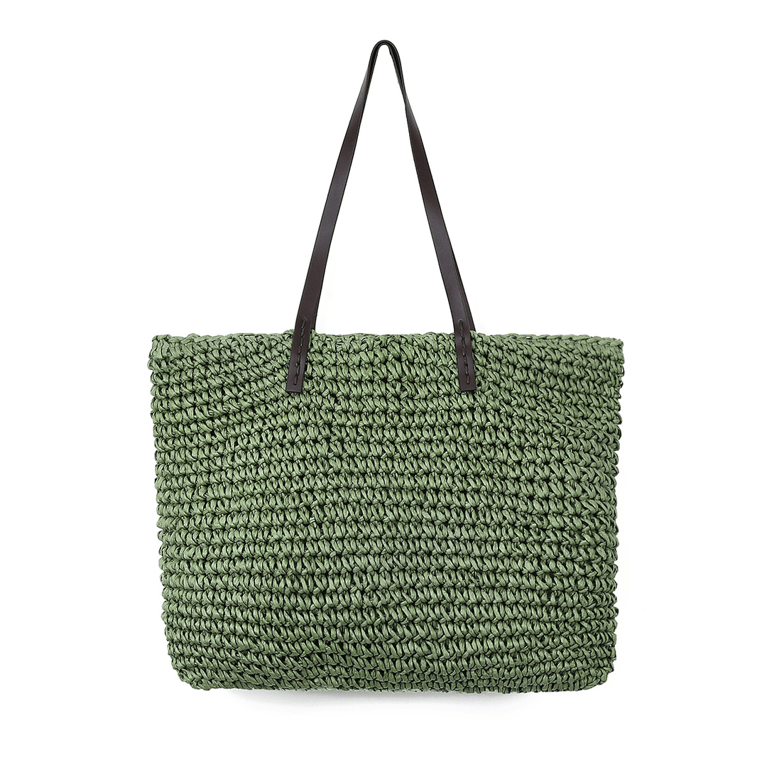 Outdoor Portable Straw Weave Handbag Tote Beach Bag Pack Pouch Shoulder Bag - MRSLM