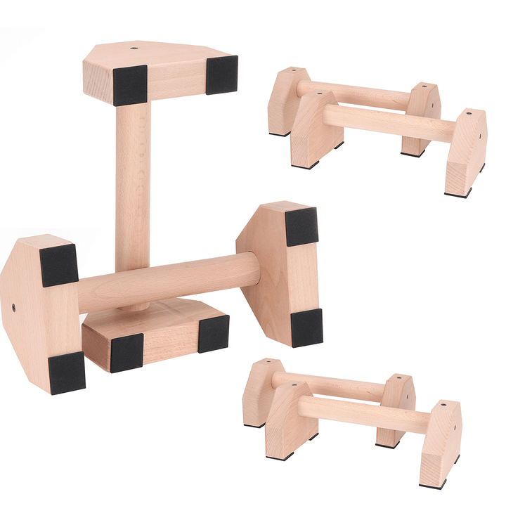 1 Pair Wood Push-Up Bars Calisthenics Gymnastics Parallettes Handstand Fitness Sport - MRSLM