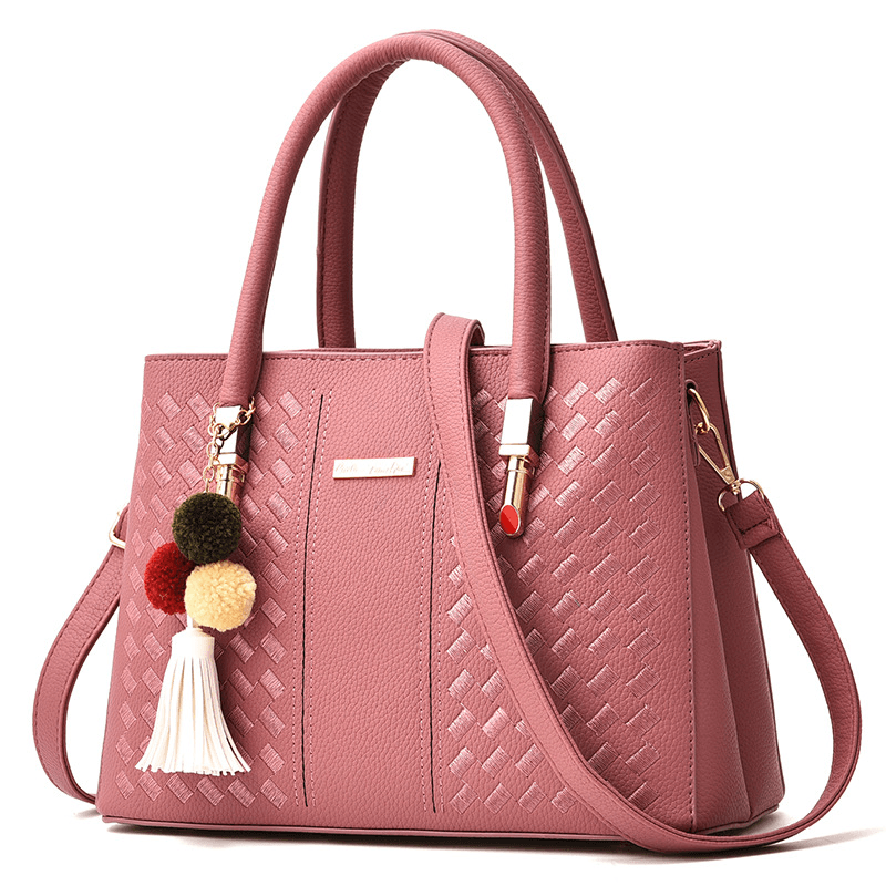 2 Main Pockets Women PU Leather Casual Handbag Crossbody Bag - MRSLM